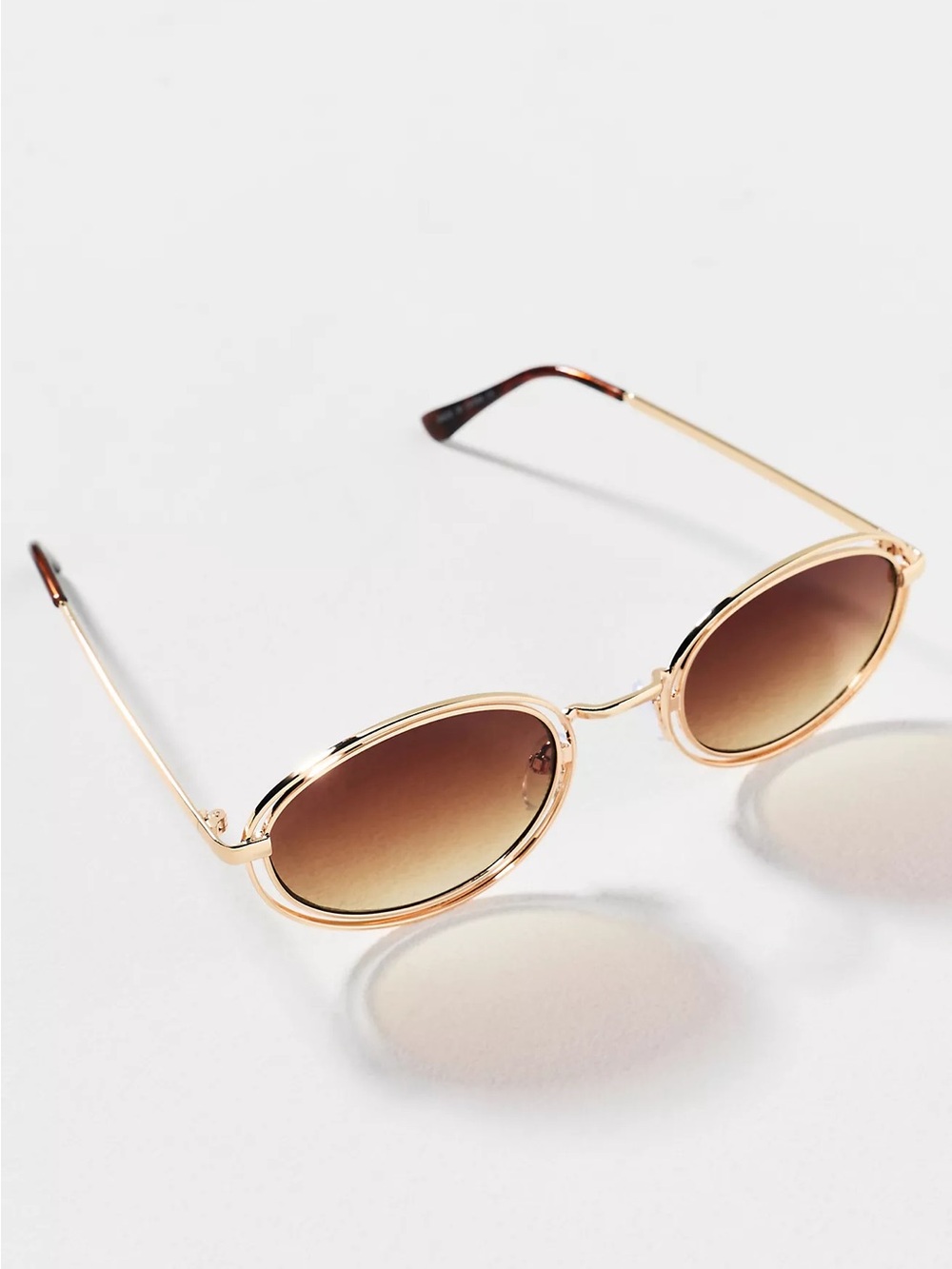 Anthropologie I-SEA Oval Rim Sunglasses - NWT - Gold - Picture 3 of 16